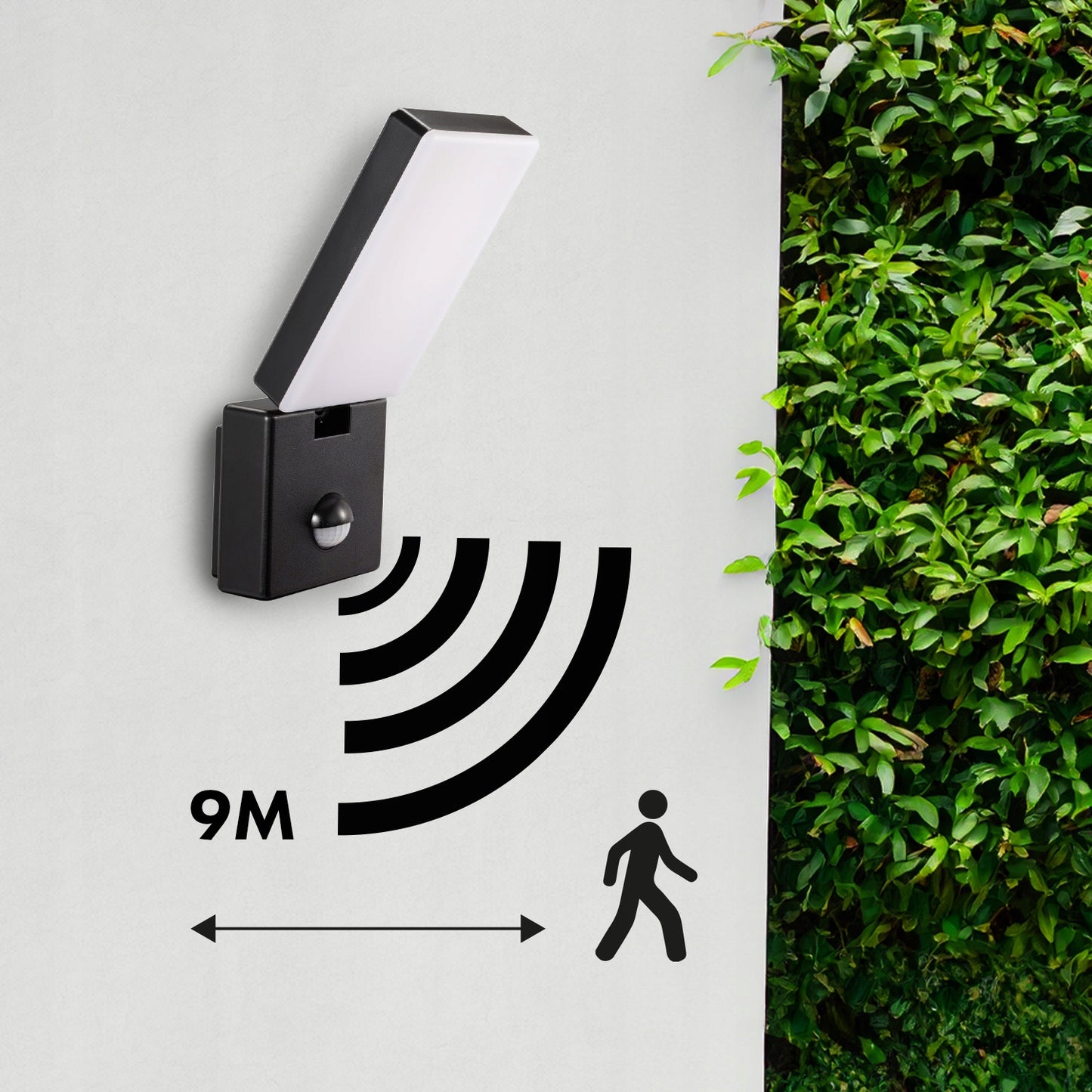 LED lauko sieninis fasadinis šviestuvas su judesio ir prieblandos jutikliu, IP65