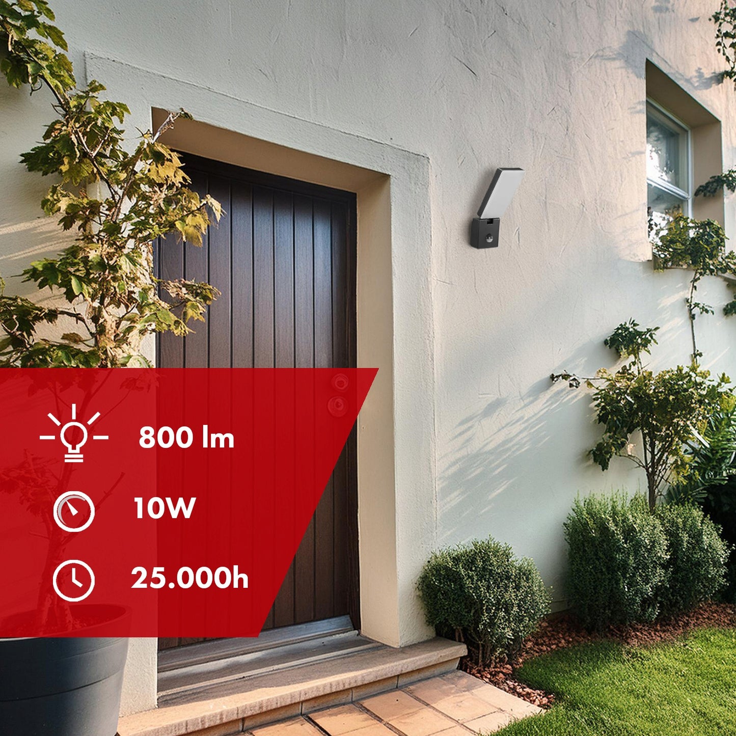 LED lauko sieninis fasadinis šviestuvas su judesio ir prieblandos jutikliu, IP65