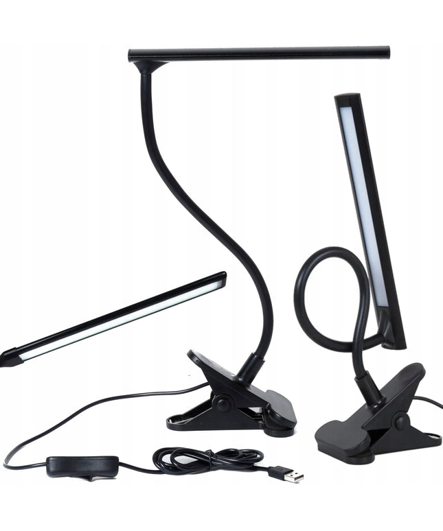 Stalinė LED lempa su spaustuku, 1,6 m USB laidas