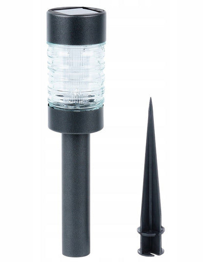 Sodo lauko LED šviestuvas su įmontuotu saulės moduliu ir jutikliu