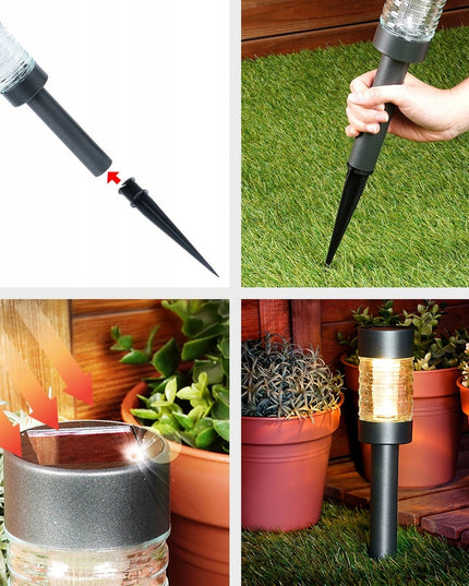 Sodo lauko LED šviestuvas su įmontuotu saulės moduliu ir jutikliu