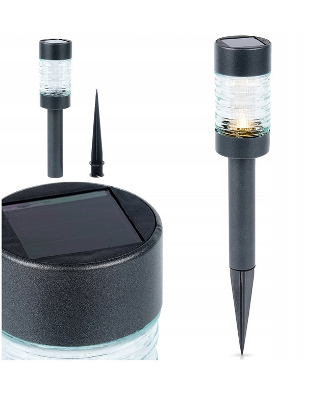 Sodo lauko LED šviestuvas su įmontuotu saulės moduliu ir jutikliu