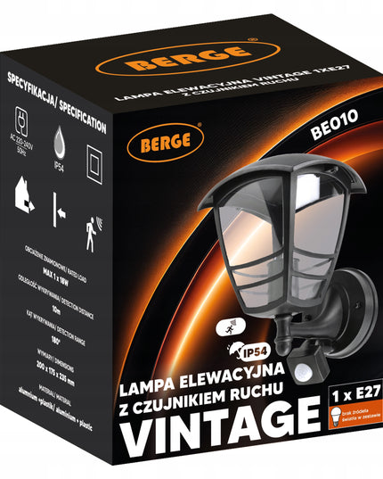 Lauko sodo šviestuvas su reguliuojamu judesio ir prieblandos jutikliu E27