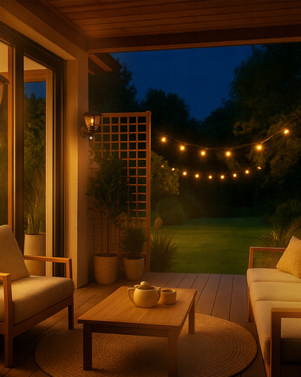 Lauko sodo šviestuvas su reguliuojamu judesio ir prieblandos jutikliu E27