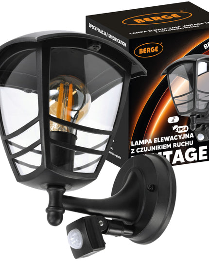 Lauko sodo šviestuvas su reguliuojamu judesio ir prieblandos jutikliu E27