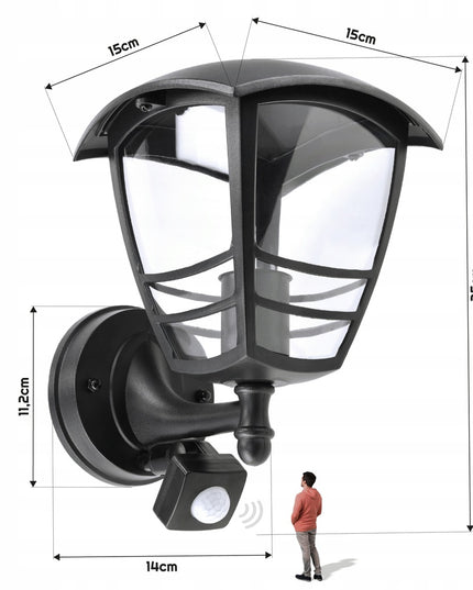 Lauko sodo šviestuvas su reguliuojamu judesio ir prieblandos jutikliu E27