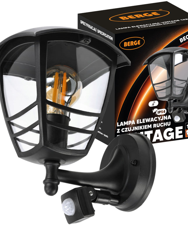 Lauko sodo šviestuvas su reguliuojamu judesio ir prieblandos jutikliu E27