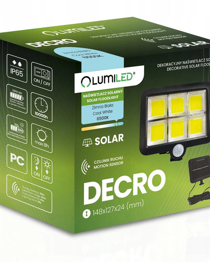 SAULĖS energija maitinamas LED lauko šviestuvas su judesio ir sutemų jutikliu