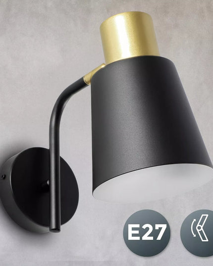LED sieninis šviestuvas, reguliuojamas „Loft“ stiliaus, E27, juodas