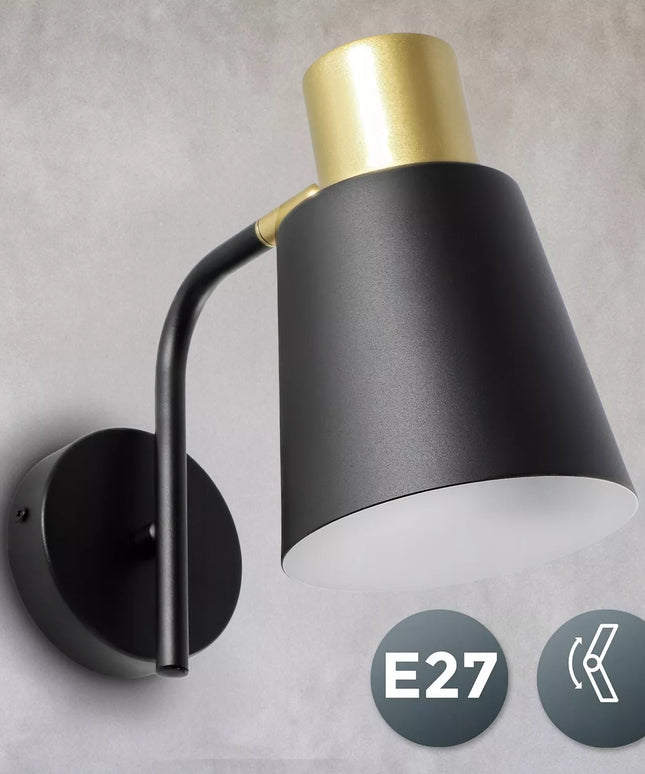 LED sieninis šviestuvas, reguliuojamas „Loft“ stiliaus, E27, juodas