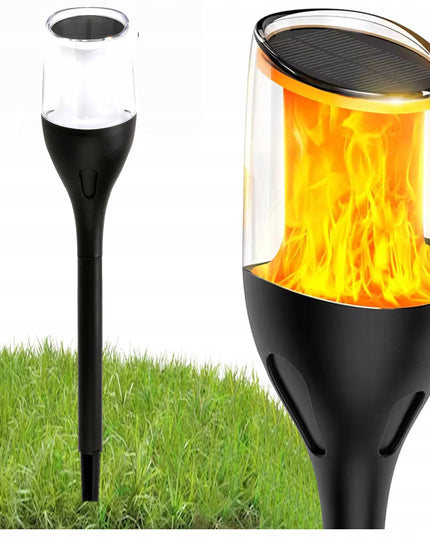 Saulės LED lempa ŽIBINTAS FAKELAS 65cm Įsmeigiamas su Liepsna, Galinga PREMIUM