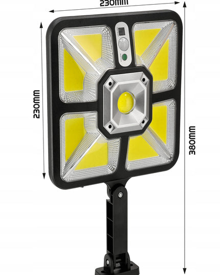 Lauko LED saulės šviestuvas su judesio jutikliu, galingas, IP44 + nuotolinio valdymo pultelis