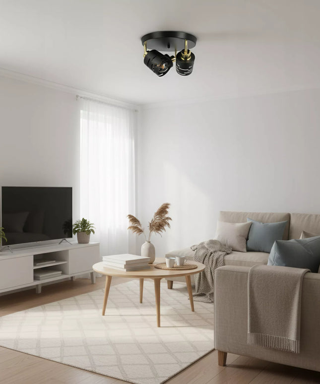 Lubinis šviestuvas 3X E27 LED, juodos ir auksinės spalvos, reguliuojamas