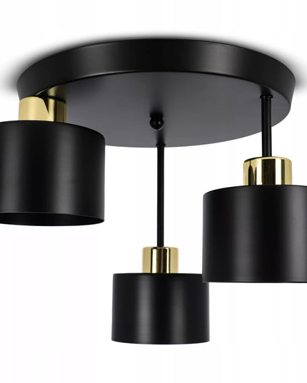 „Smartled“ modernus 3 x E27 LED lubinis šviestuvas – juodas su auksinėmis detalėmis svetainei