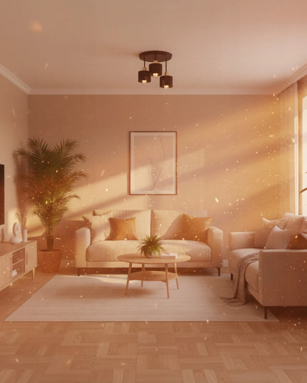 „Smartled“ modernus 3 x E27 LED lubinis šviestuvas – juodas su auksinėmis detalėmis svetainei