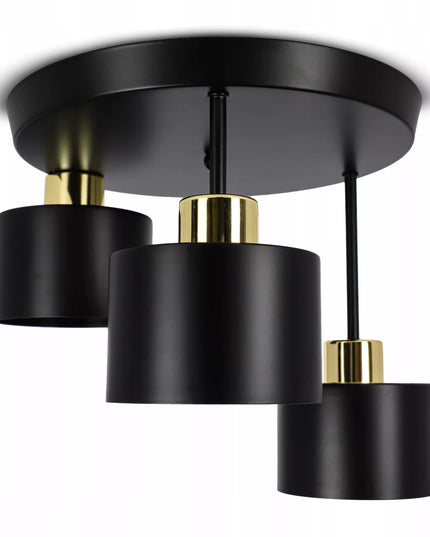 „Smartled“ modernus 3 x E27 LED lubinis šviestuvas – juodas su auksinėmis detalėmis svetainei