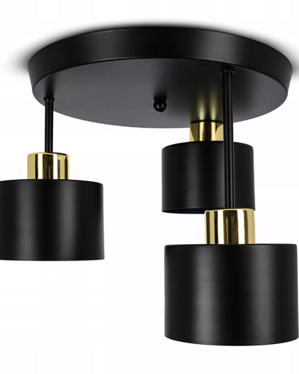 „Smartled“ modernus 3 x E27 LED lubinis šviestuvas – juodas su auksinėmis detalėmis svetainei