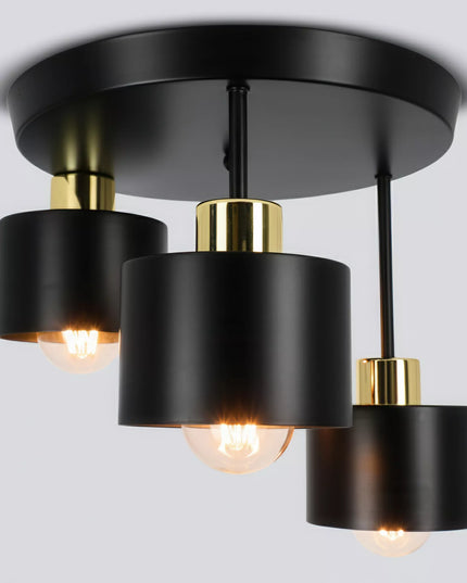 „Smartled“ modernus 3 x E27 LED lubinis šviestuvas – juodas su auksinėmis detalėmis svetainei