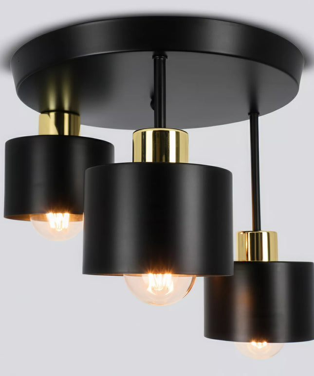 „Smartled“ modernus 3 x E27 LED lubinis šviestuvas – juodas su auksinėmis detalėmis svetainei