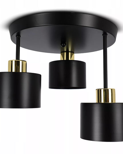 „Smartled“ modernus 3 x E27 LED lubinis šviestuvas – juodas su auksinėmis detalėmis svetainei