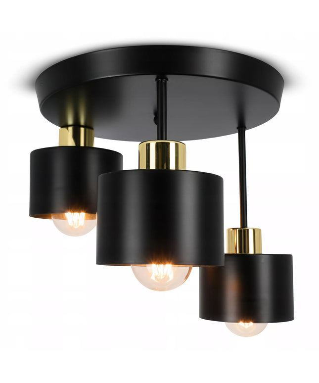 „Smartled“ modernus 3 x E27 LED lubinis šviestuvas – juodas su auksinėmis detalėmis svetainei