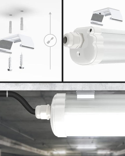 LED lubinis šviestuvas garažui 60W 120cm 5000lm dirbtuvėms, sandarus šviestuvas