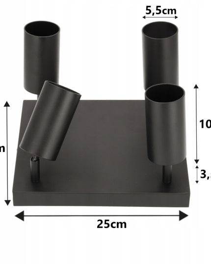 Lubinis LED šviestuvas Sieninis šviestuvas 4X GU10 JUODA PREMIUM tvirtas ir patvarus