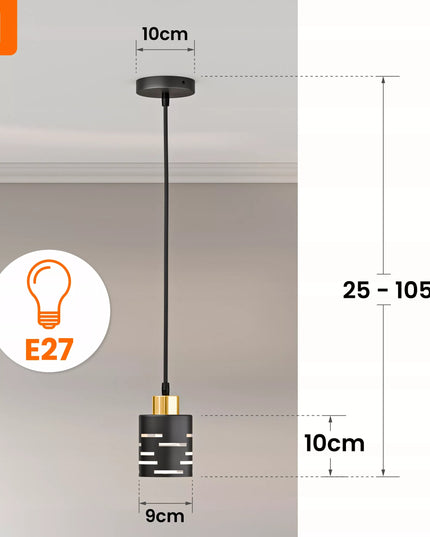 Pakabinamas LED lubinis šviestuvas 1X E27, juodas, modernus šviestuvas