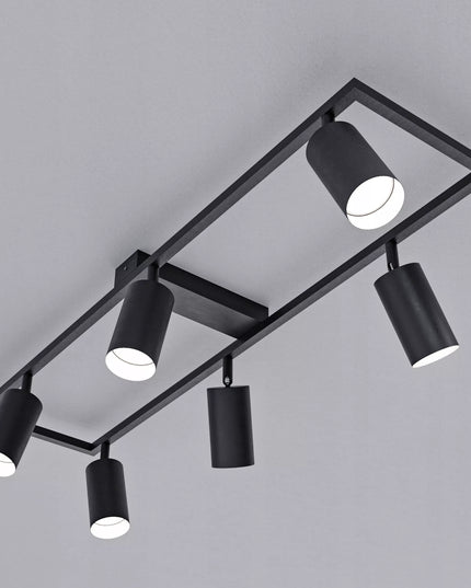 Lubinis LED halogeninis šviestuvas 6x GU10, reguliuojami prožektoriai, juodas