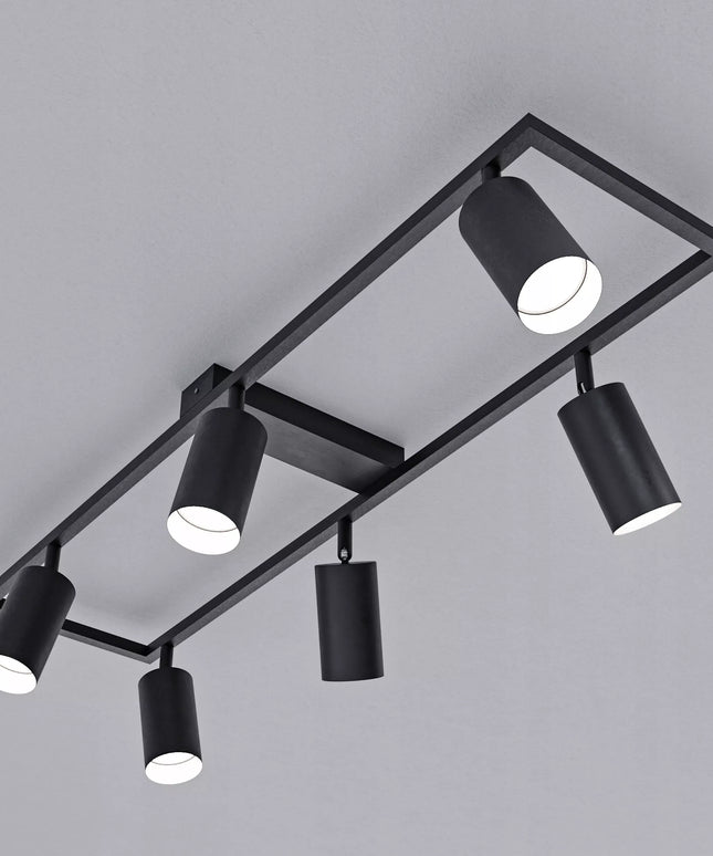 Lubinis LED halogeninis šviestuvas 6x GU10, reguliuojami prožektoriai, juodas