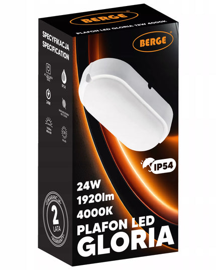 Lubinis LED šviestuvas Plafonas 24W 1920lm Neutralus 4000K IP54 Montuojamas ant paviršiaus