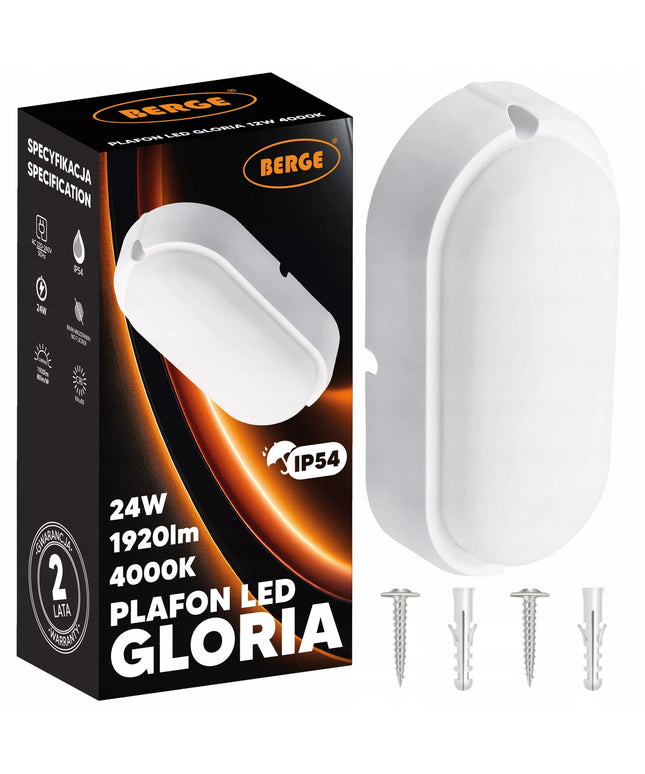 Lubinis LED šviestuvas Plafonas 24W 1920lm Neutralus 4000K IP54 Montuojamas ant paviršiaus