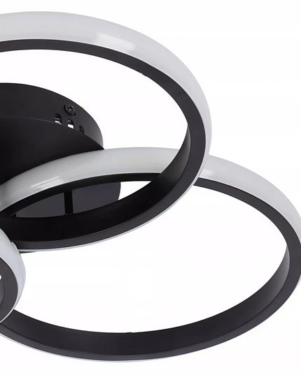 Lubinis šviestuvas plafonas paviršinio montavimo su 3 LED žiedais MODERN + PILOT Juodas sietynas