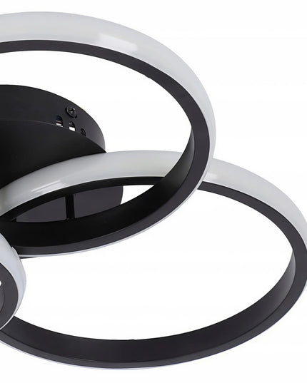 Lubinis šviestuvas plafonas paviršinio montavimo su 3 LED žiedais MODERN + PILOT Juodas sietynas