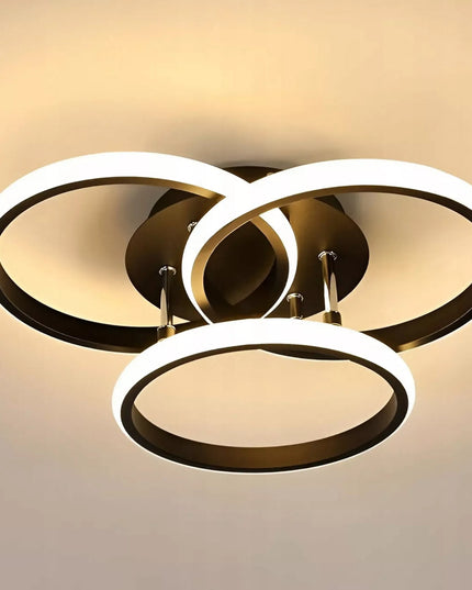 Lubinis šviestuvas plafonas paviršinio montavimo su 3 LED žiedais MODERN + PILOT Juodas sietynas