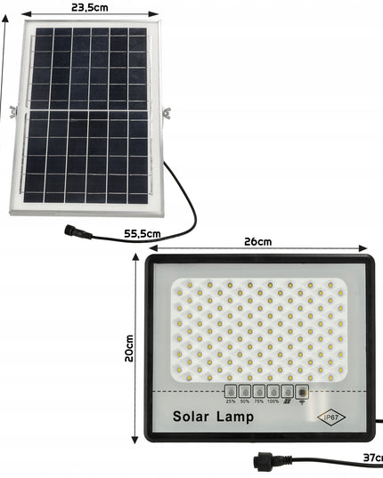 LED gatvės šviestuvas HALOGEN Saulės prožektorius 100W Saulės panelė Solar
