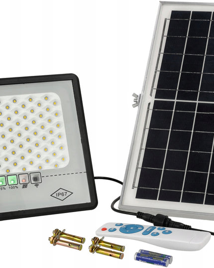 LED gatvės šviestuvas HALOGEN Saulės prožektorius 100W Saulės panelė Solar