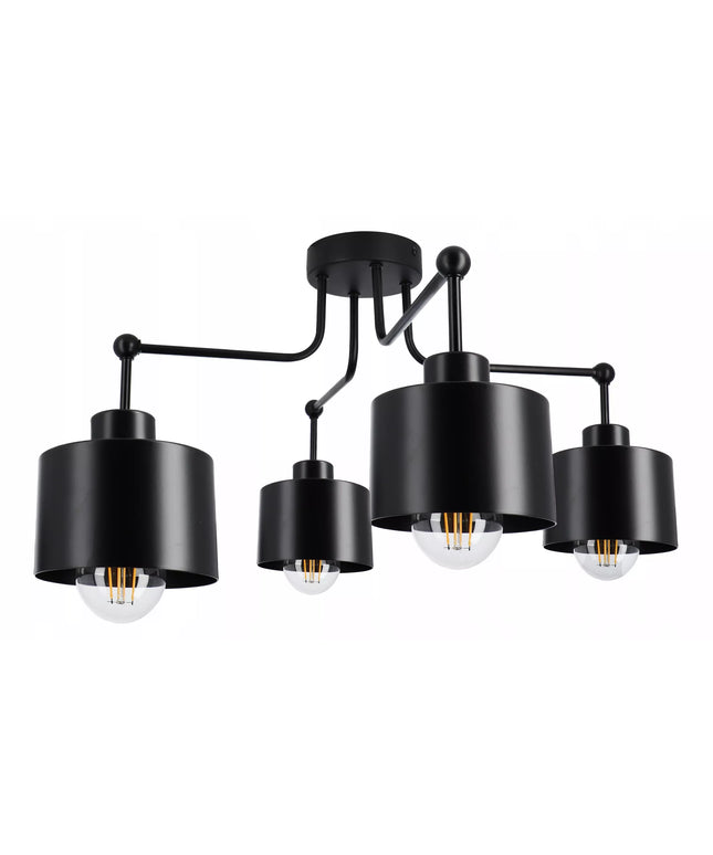 „Smartled“ pakabinamas lubinis šviestuvas, retro stiliaus juodas liustra 4xE27