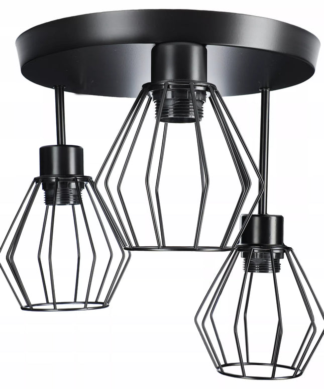 Smartled lubinis šviestuvas, 3xE27, juodas, lofto stilius, retro serija