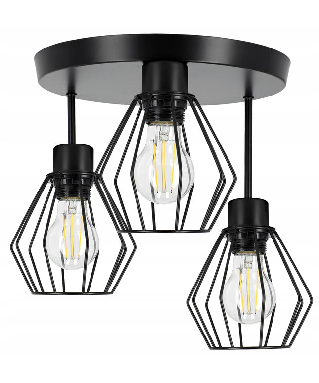 Smartled lubinis šviestuvas, 3xE27, juodas, lofto stilius, retro serija