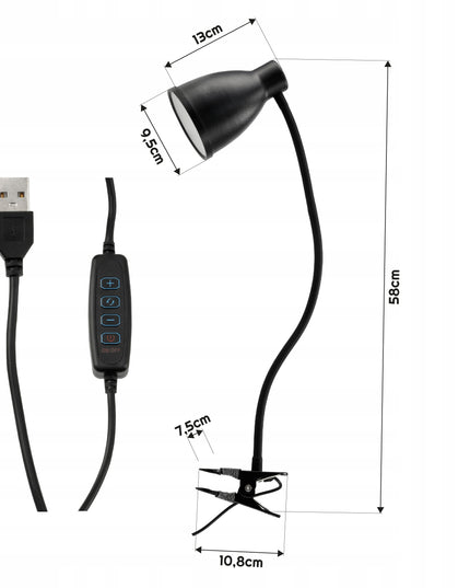 LED stalinė lempa su spaustuku, pritemdoma, 40xLED