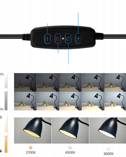 LED stalinė lempa su spaustuku, pritemdoma, 40xLED