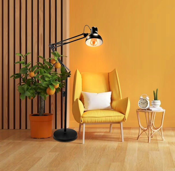 Grindinis stovintis LED šviestuvas, 1xE27, 185 cm, reguliuojamas, tvirtai pagamintas