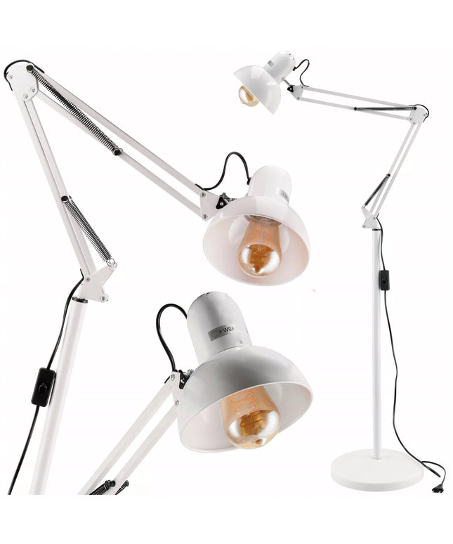 Stalinė LED lempa 1xE27 185CM Stabili + Reguliuojama BALTA