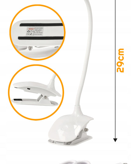 Stalinė LED lemputė su spaustuku, 5W, pritemdoma, su USB, 230V