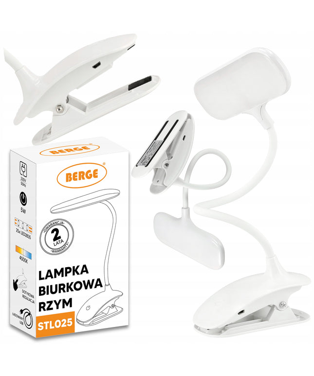Stalinė LED lemputė su spaustuku, 5W, pritemdoma, su USB, 230V