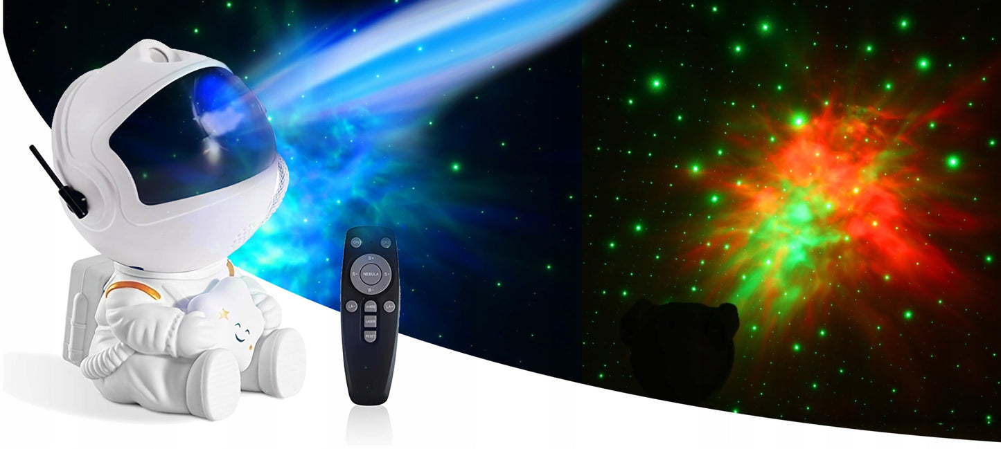 LED Naktinė Lemputė Žvaigždžių Projektorius Galaktikų Kosmoso Sėdintis Astronautas su Pultu