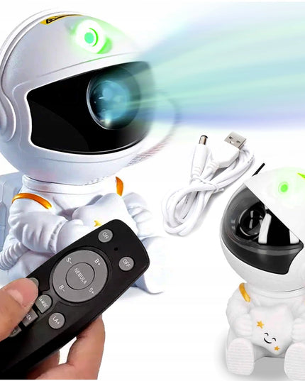 LED Naktinė Lemputė Žvaigždžių Projektorius Galaktikų Kosmoso Sėdintis Astronautas su Pultu