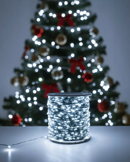 Kalėdinės lemputės 1000 LED, net 100 metrų, su pulteliu, vielutės, ritė, USB BZ