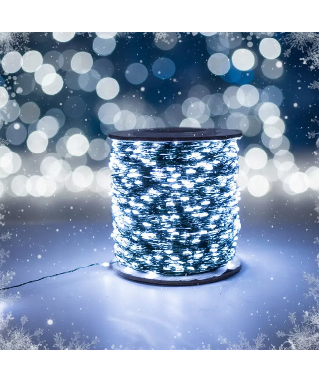 Kalėdinės lemputės 1000 LED, net 100 metrų, su pulteliu, vielutės, ritė, USB BZ
